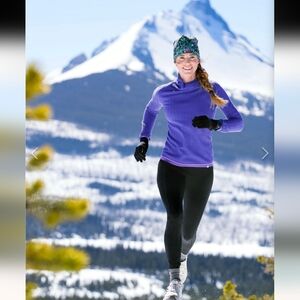 TITLE NINE Crash Fleece Lined Leggings Tights Heather Gray XS Polartec Pockets